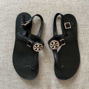 Ladies 7 Tory Burch sandals black gold